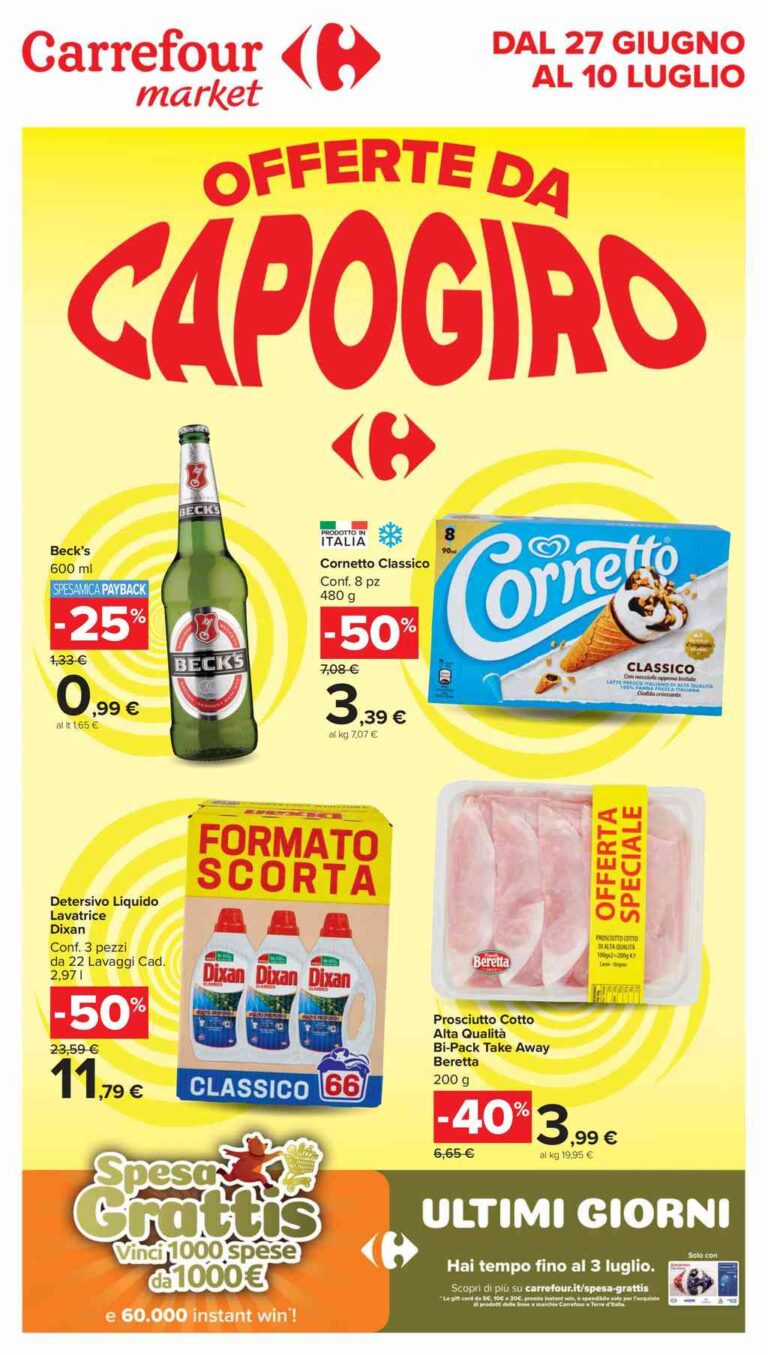 Volantino Carrefour Market dal 27 giugno al 10 luglio 2024