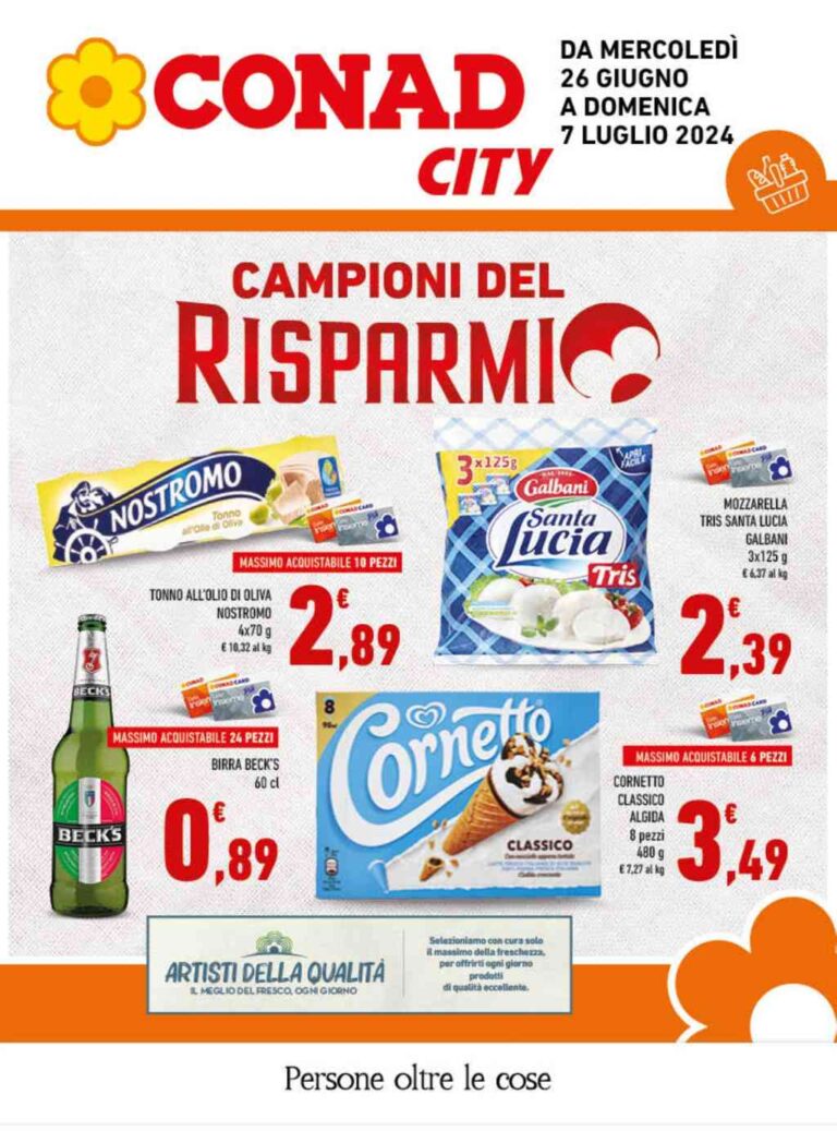 Volantino Conad City Campania dal 26 giugno al 7 luglio 2024