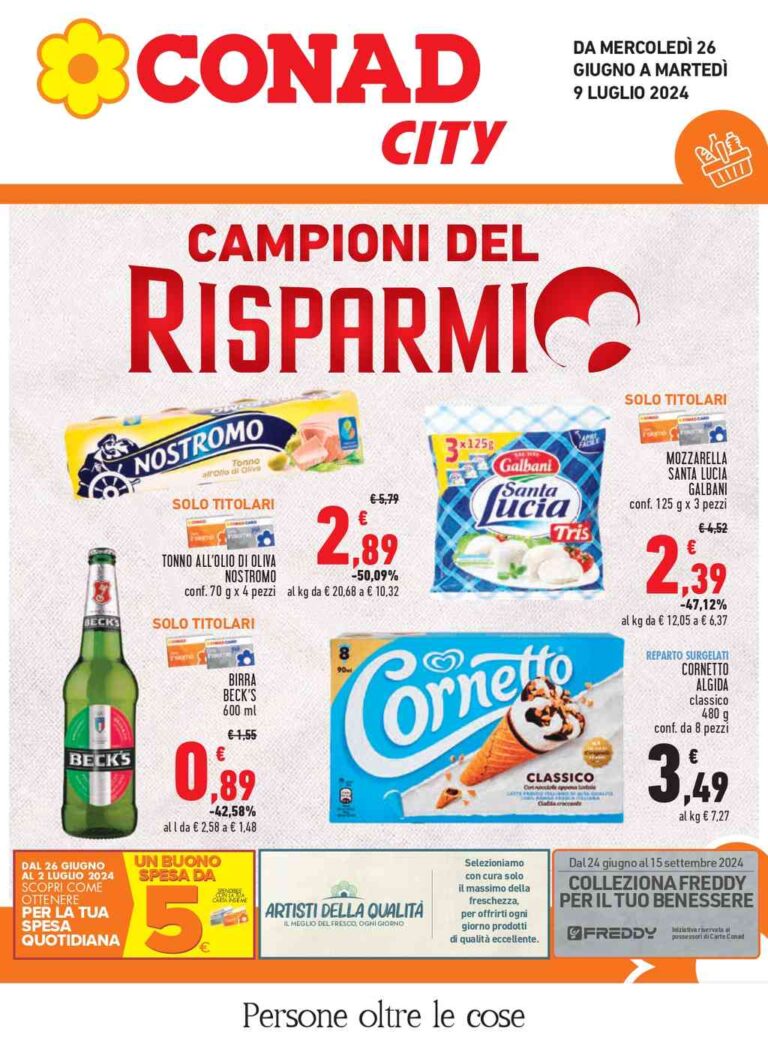 Volantino Conad City Lazio dal 26 giugno al 7 luglio 2024