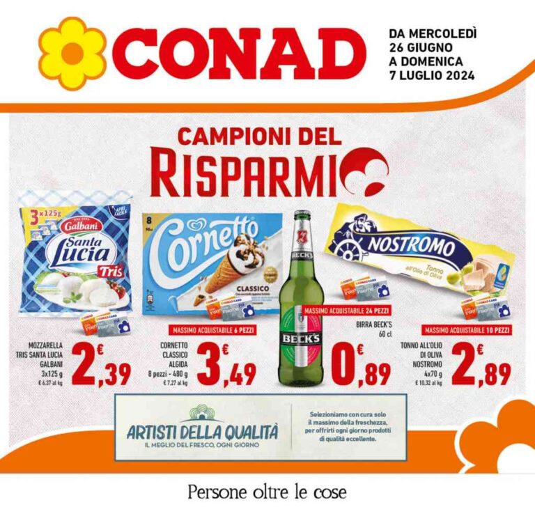 Volantino Conad Lazio dal 26 giugno al 7 luglio 2024