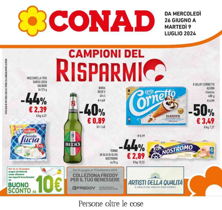 Volantino Conad Lombardia dal 26 giugno al 9 luglio 2024