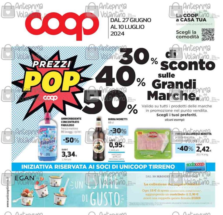 Volantino Coop Tirreno Toscana dal 27 giugno al 10 luglio 2024