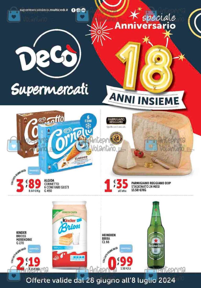 Volantino Decò Supermercati dal 28 giugno al 8 luglio 2024
