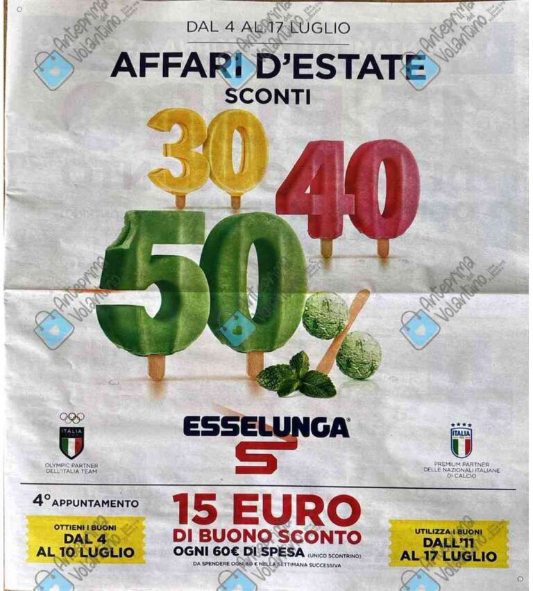 Volantino Esselunga dal 4 al 17 luglio 2024
