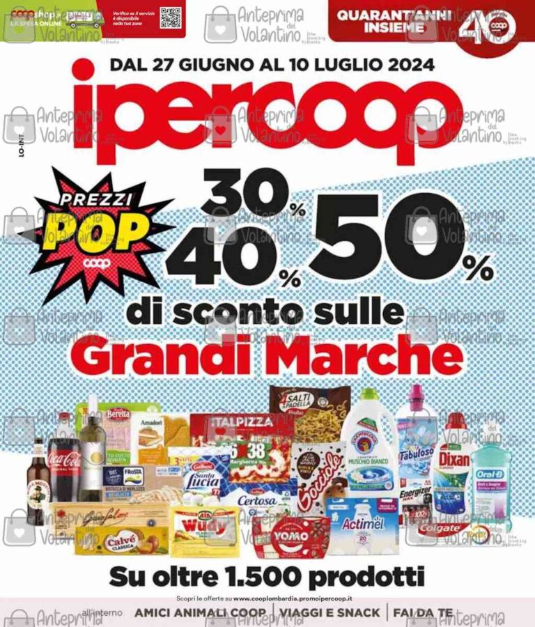 Volantino Ipercoop dal 27 giugno al 10 luglio 2024