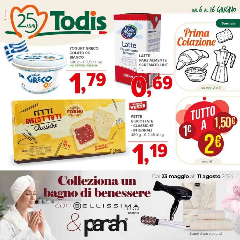 Volantino Todis dal 6 al 16 giugno 2024