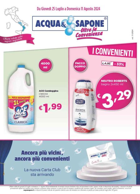 Volantino Acqua e Sapone Campania e Calabria dal 25 luglio al 11 agosto 2024