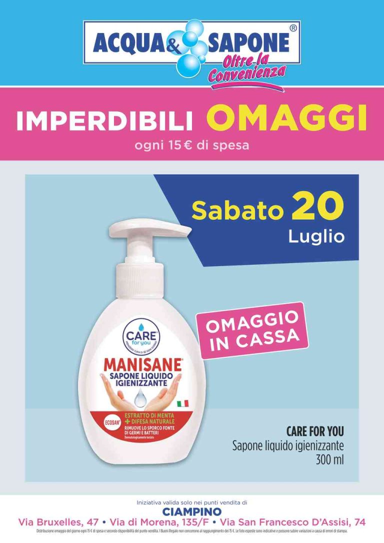 Volantino Acqua e Sapone Ciampino dal 18 al 27 luglio 2024