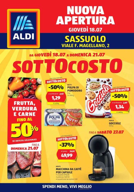 Volantino Aldi nuova apertura a Sassuolo dal 18 al 27 luglio 2024