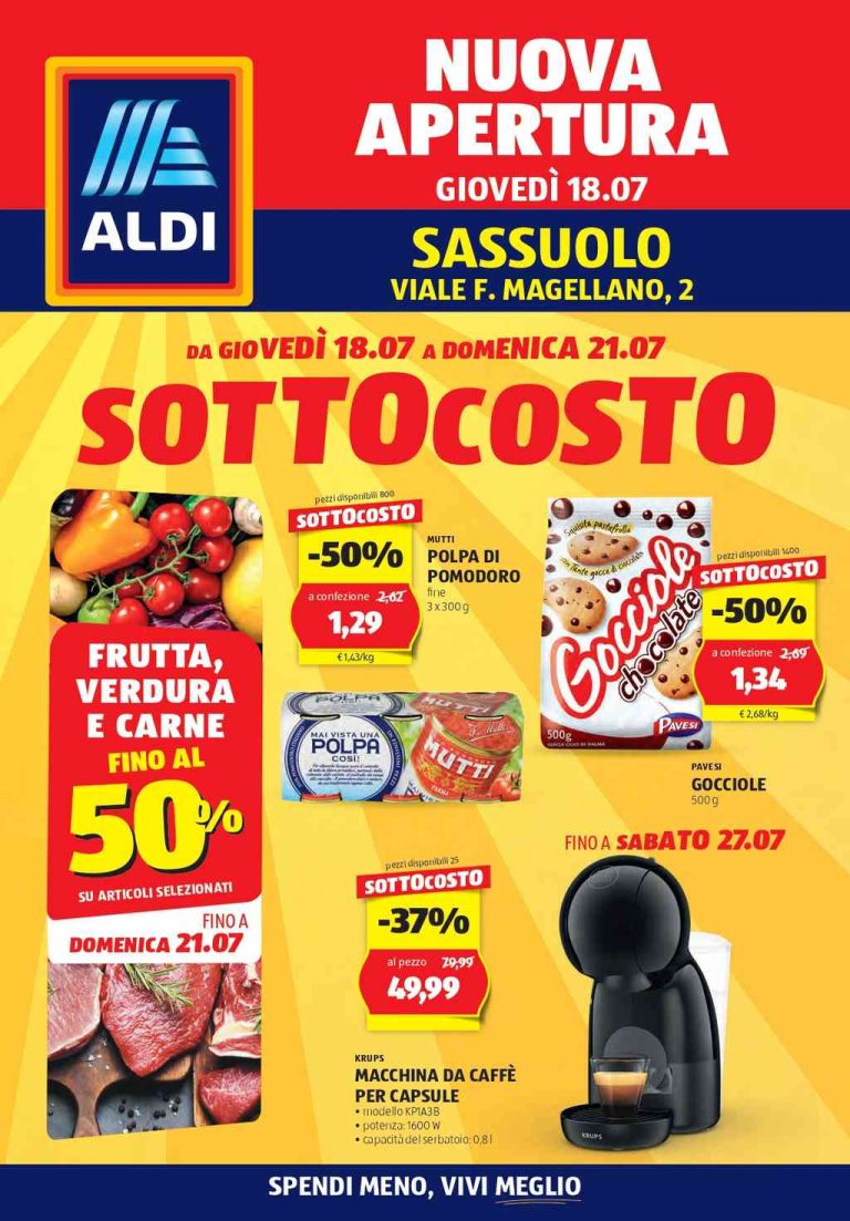 Volantino Aldi nuova apertura a Sassuolo dal 18 al 27 luglio 2024