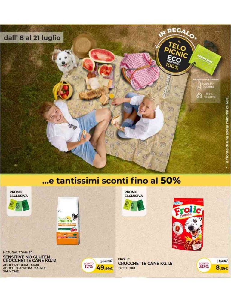 Volantino Arcaplanet dal 8 al 21 luglio 2024