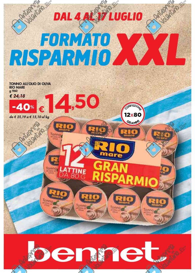 Volantino Bennet dal 4 al 17 luglio 2024