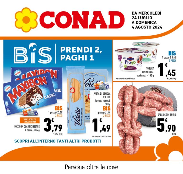 Volantino Conad Campania dal 24 luglio al 4 agosto 2024