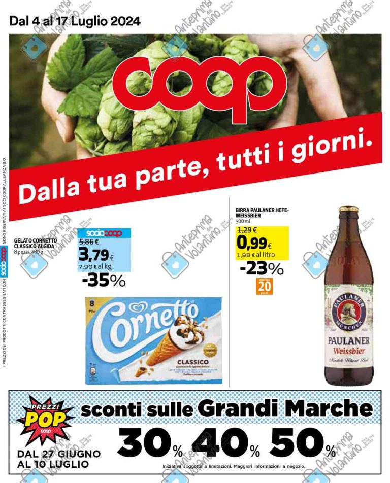 Volantino Coop Alleanza 3.0 dal 4 al 17 luglio 2024