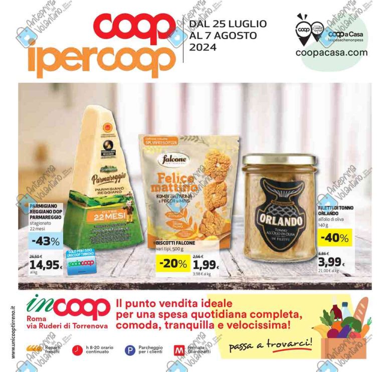 Volantino Coop Ipercoop Tirreno dal 25 luglio al 7 agosto 2024