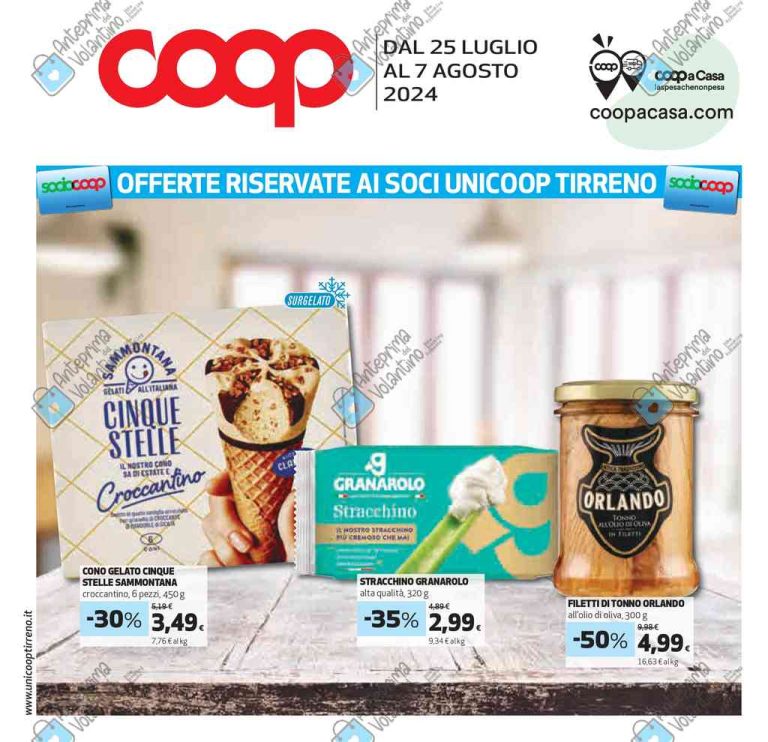 Volantino Coop Tirreno Toscana dal 25 luglio al 7 agosto 2024