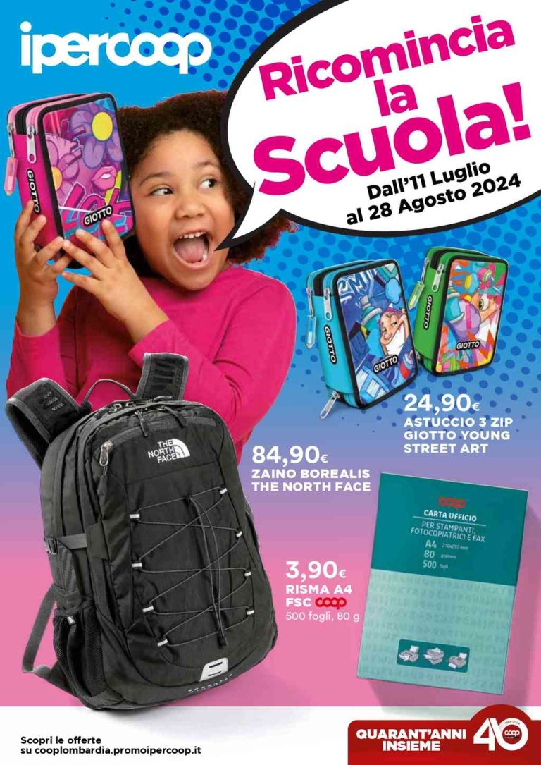 Volantino Ipercoop Scuola dal 11 luglio al 28 agosto 2024