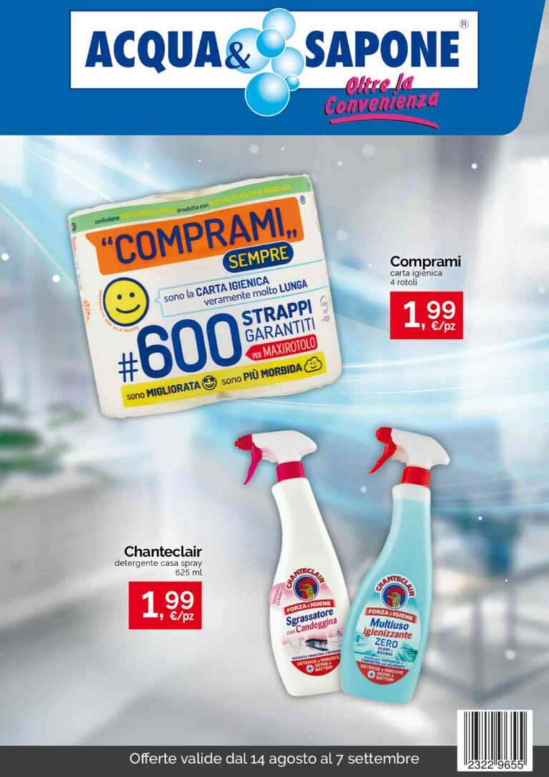 Volantino Acqua e Sapone Emilia Romagna Veneto Friuli Trentino dal 14 agosto al 7 settembre 2024
