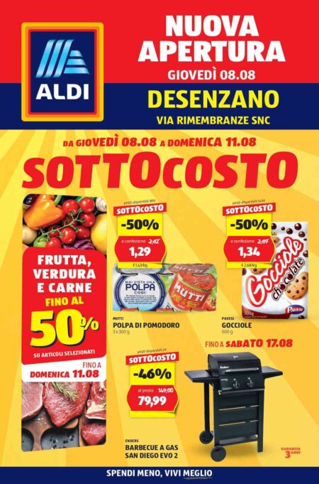 Volantino Aldi nuova apertura a Desenzano dal 8 al 17 agosto 2024