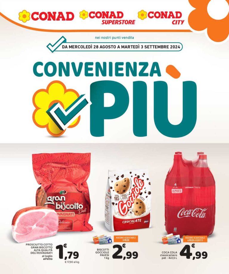 Volantino Conad Lazio Convenienza Più dal 28 agosto al 3 settembre 2024