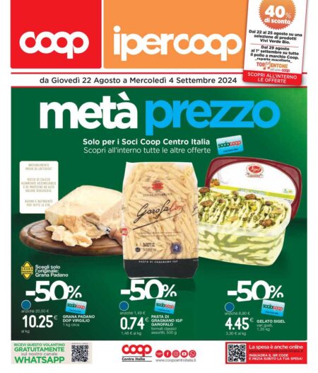 Volantino Coop Ipercoop Centro Italia dal 22 agosto al 4 settembre 2024