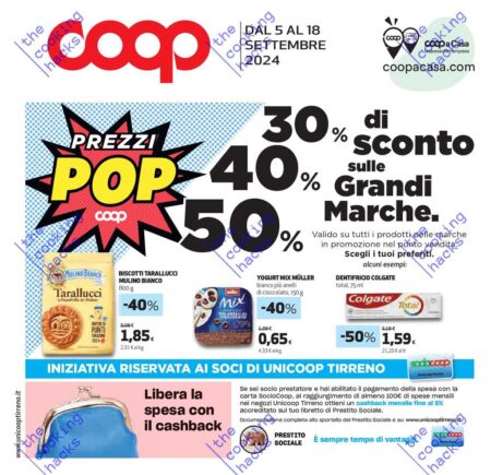 Volantino Coop Tirreno Toscana dal 5 al 18 settembre 2024