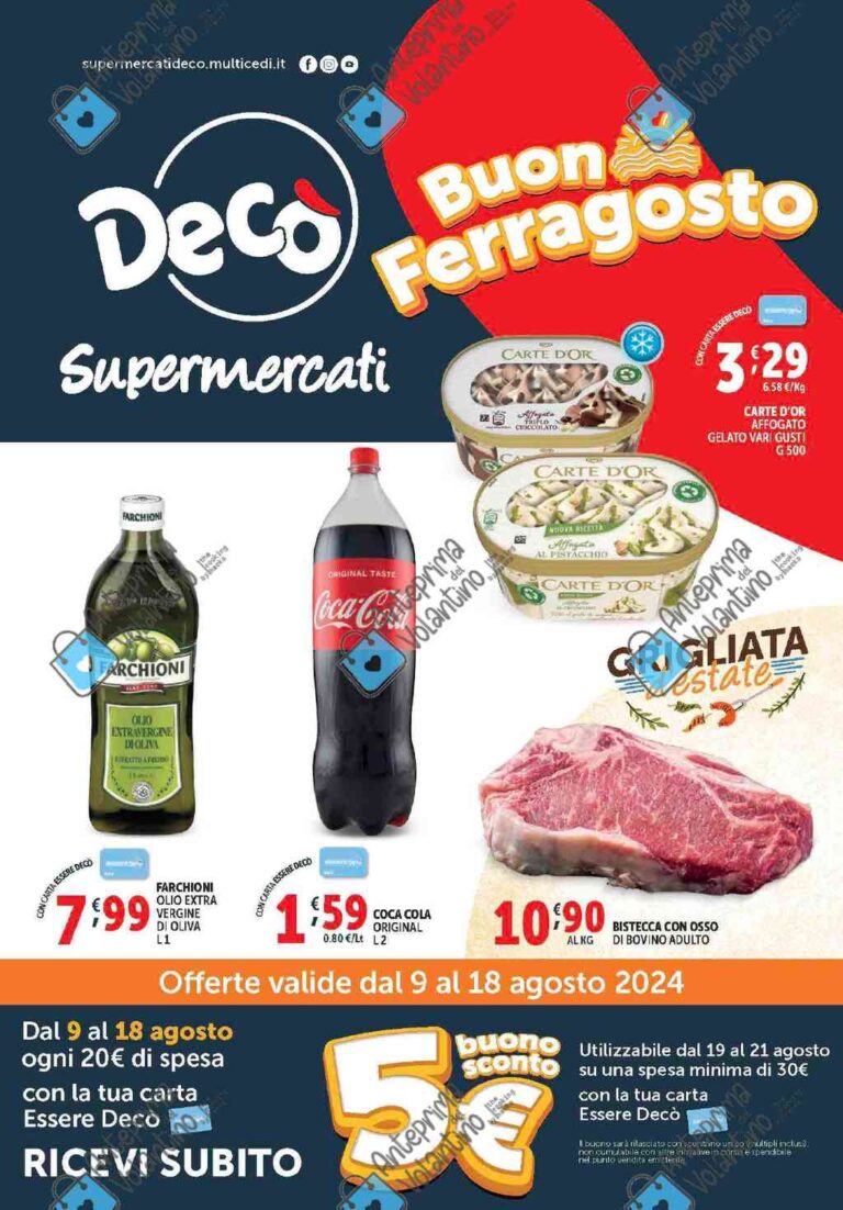 Volantino Decò Supermercati dal 9 al 18 agosto 2024