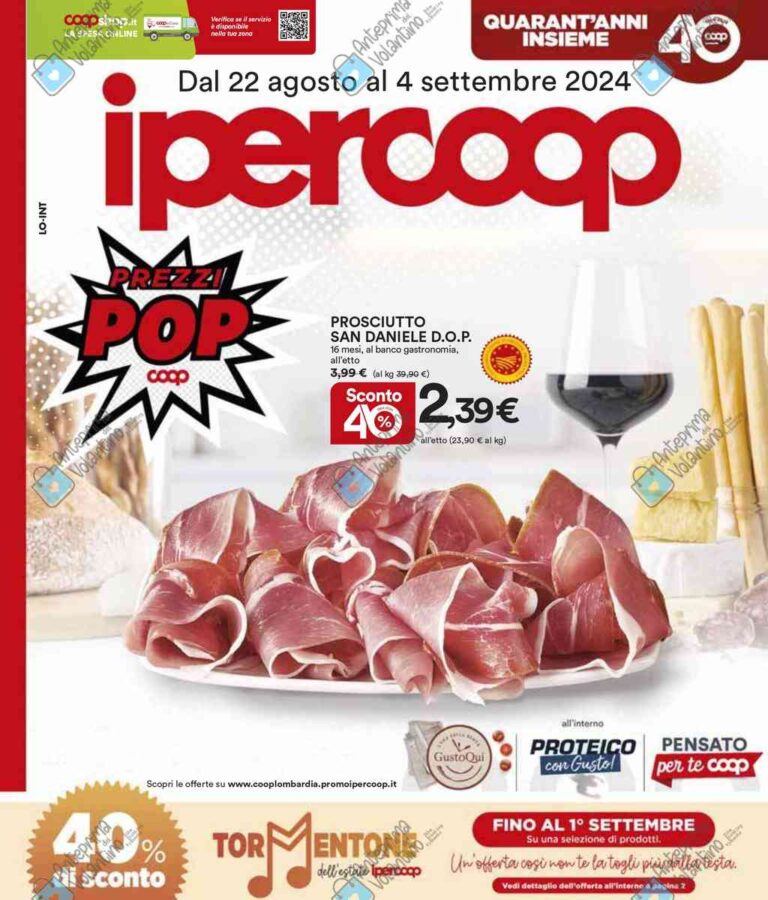 Volantino Ipercoop dal 22 agosto al 4 settembre 2024