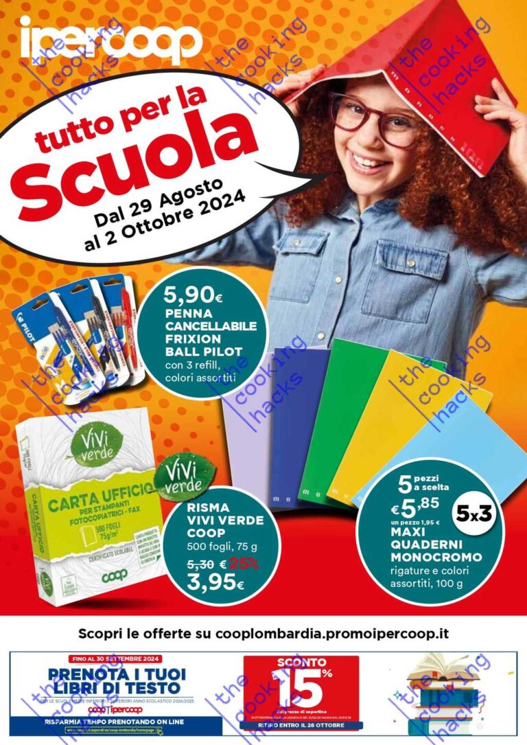 Volantino Ipercoop Scuola dal 29 agosto al 2 ottobre 2024