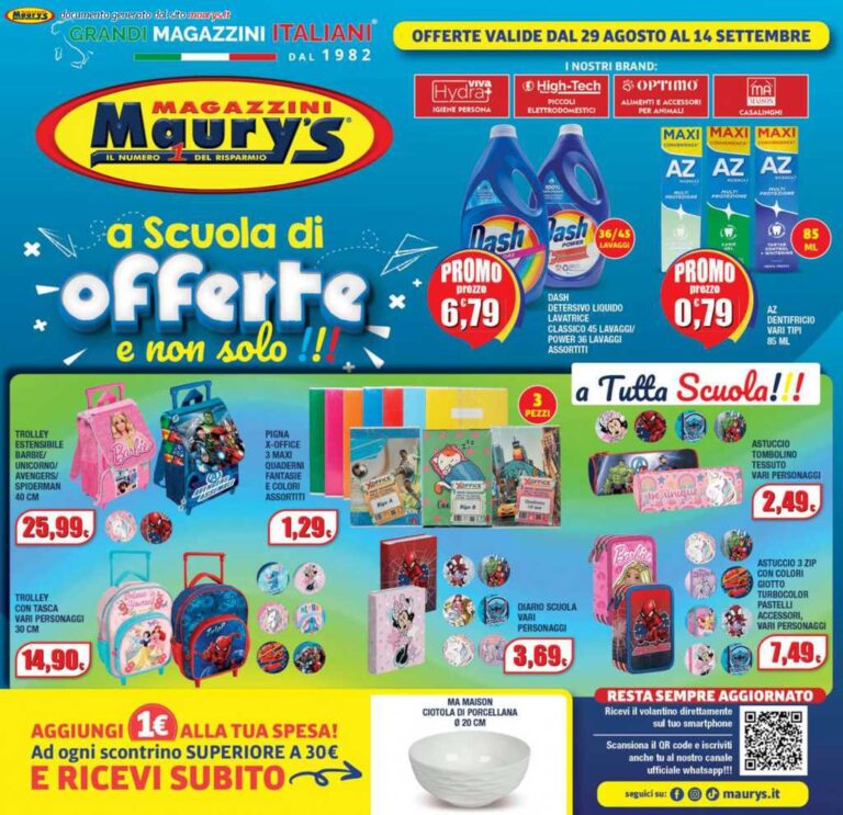 Volantino Maury’s dal 29 agosto al 14 settembre 2024