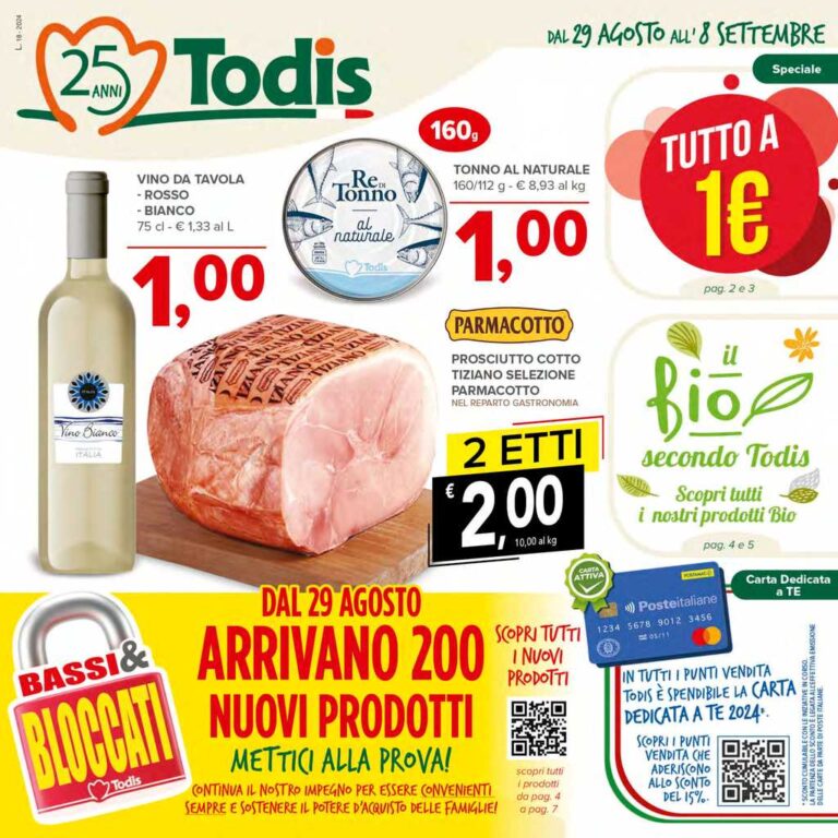 Volantino Todis dal 29 agosto al 8 settembre 2024