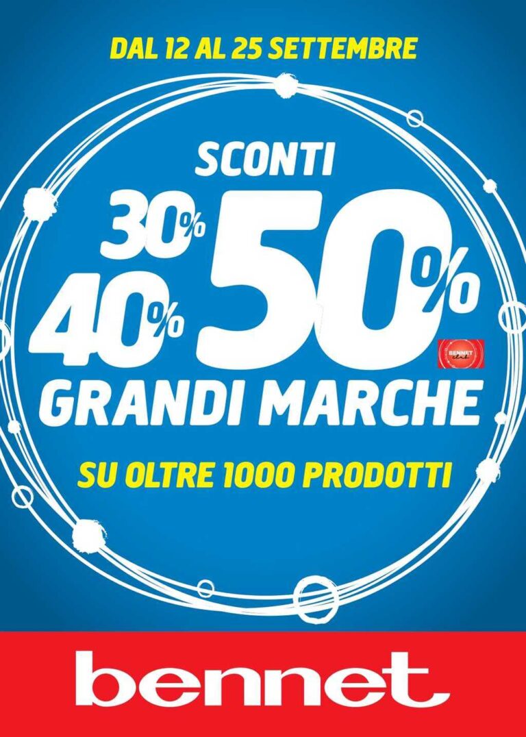 Volantino Bennet dal 12 al 25 settembre 2024: Sconti fino al 50% su grandi marche