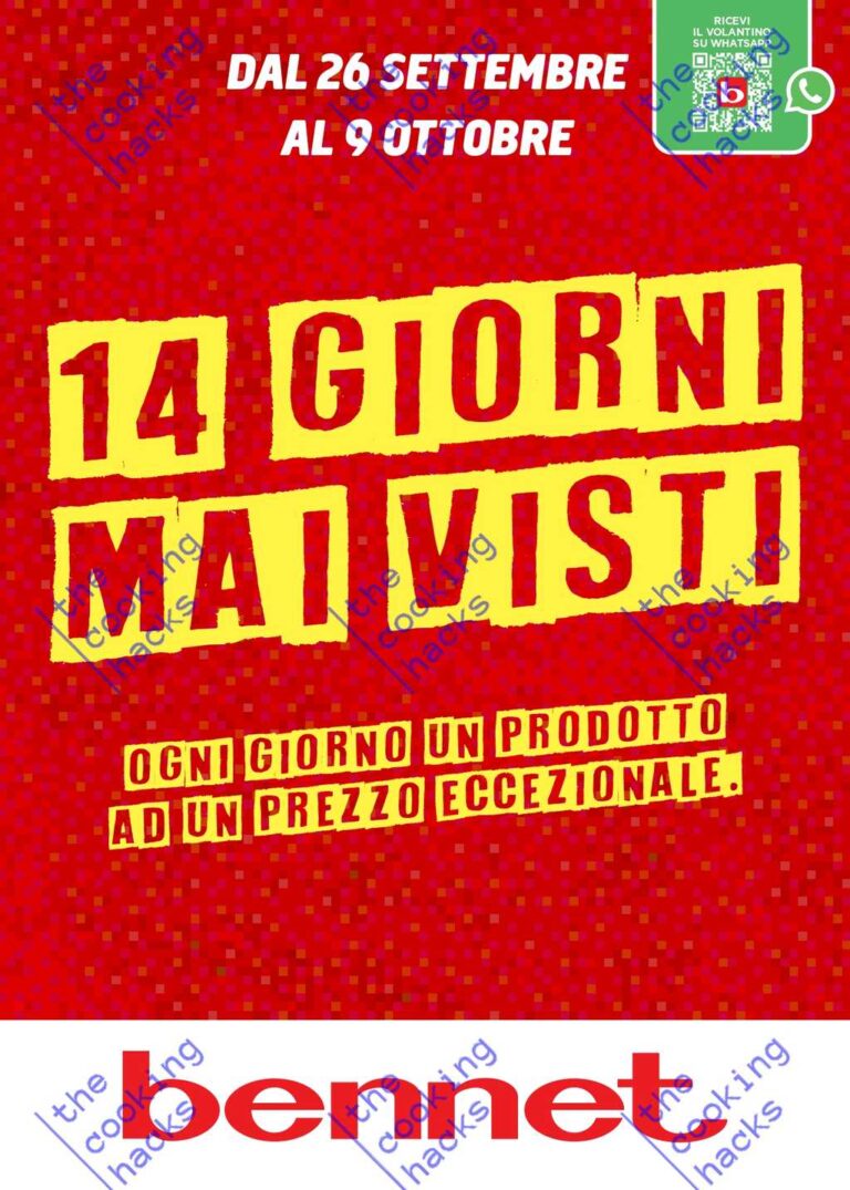Volantino Bennet dal 26 settembre al 9 ottobre 2024