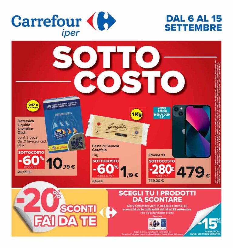 Volantino Carrefour Iper dal 6 al 15 settembre 2024