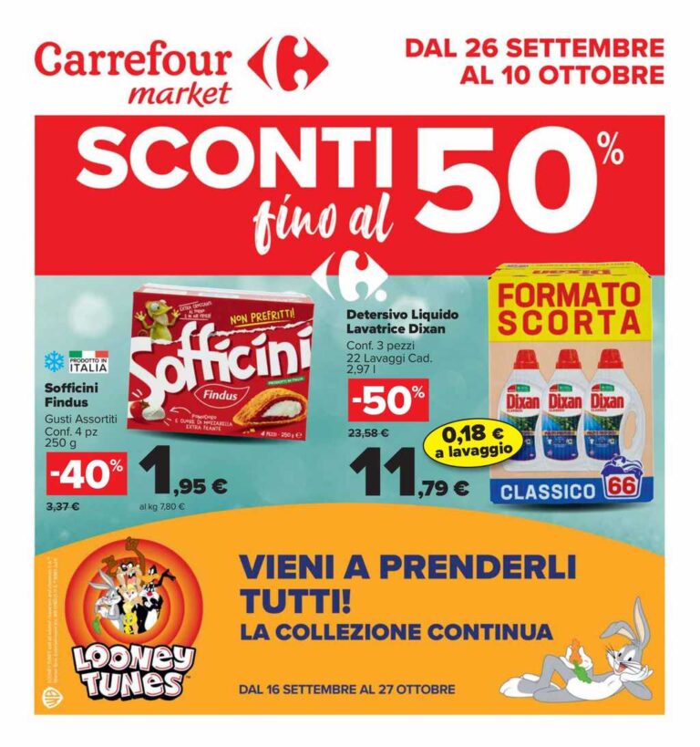 Volantino Carrefour Market dal 26 settembre al 10 ottobre 2024