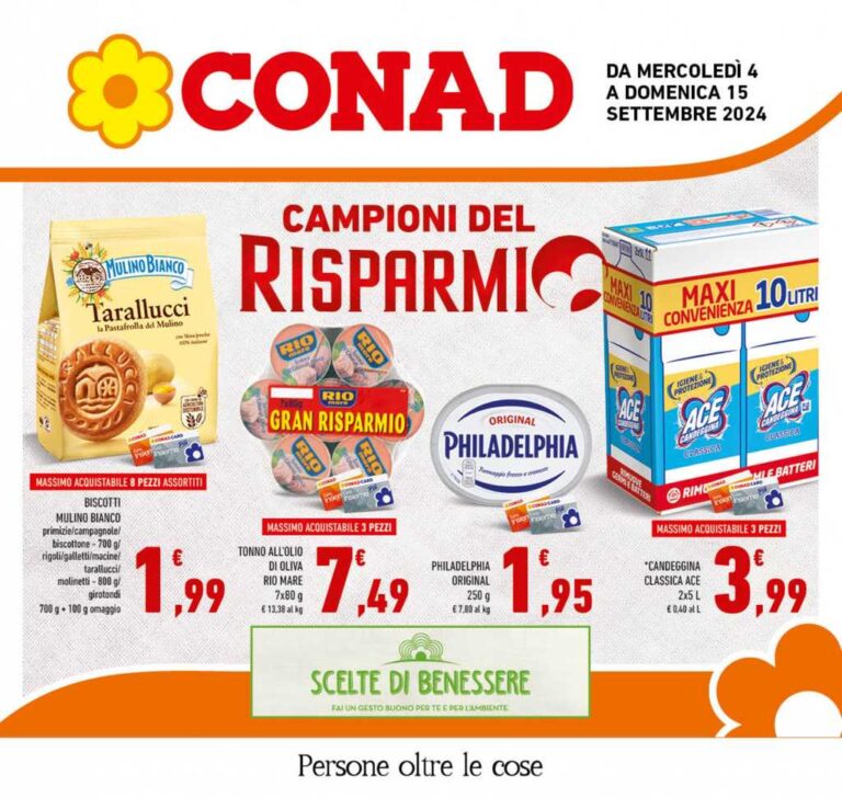Volantino Conad Campania dal 4 al 15 settembre 2024