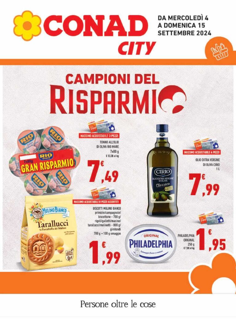 Volantino Conad City Lazio dal 4 al 15 settembre 2024