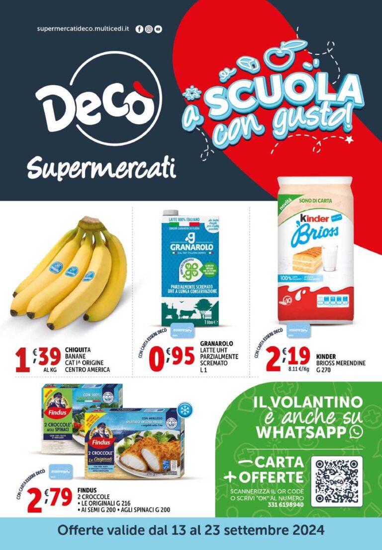 Volantino Decò Supermercati dal 13 al 23 settembre 2024
