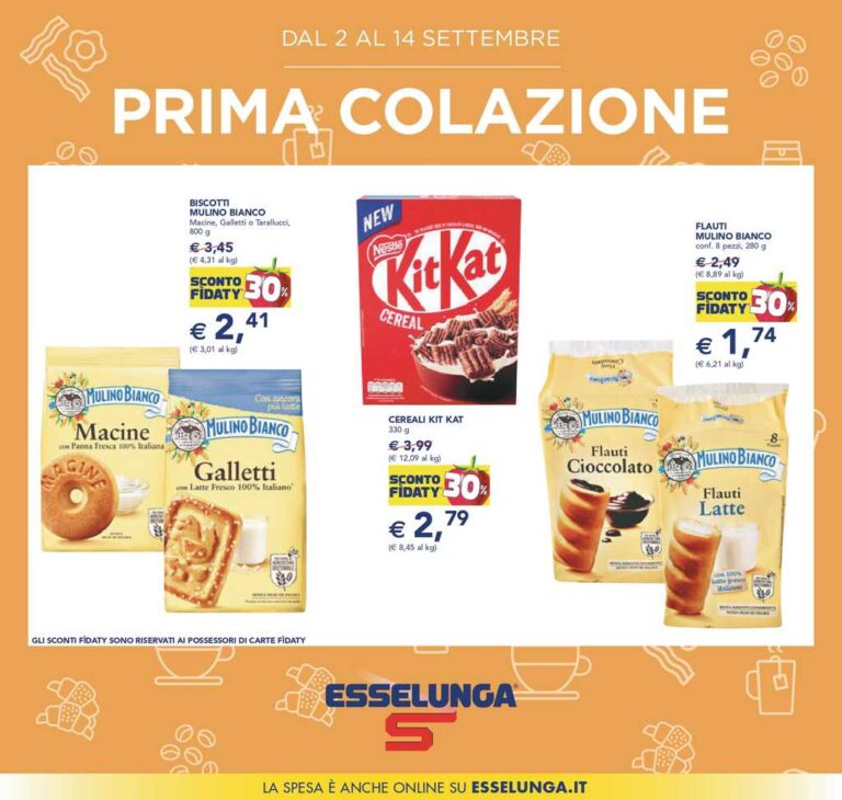 Volantino Esselunga Prima Colazione dal 2 al 14 settembre 2024