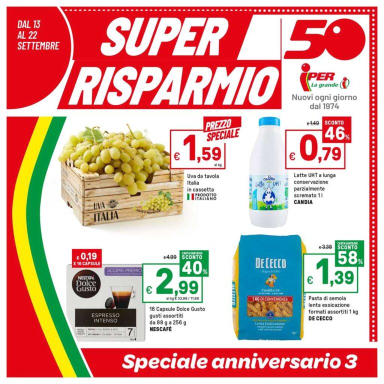 Volantino Iper dal 13 al 22 settembre 2024: Super risparmio