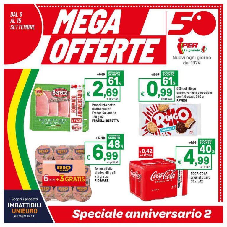 Volantino Iper dal 6 al 15 settembre 2024: Mega Offerte e speciale Unieuro