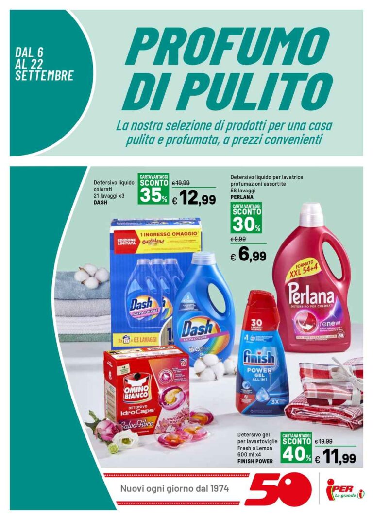 Volantino Iper dal 6 al 22 settembre 2024: Profumo di Pulito