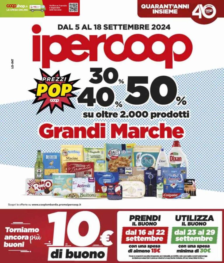 Volantino Ipercoop dal 5 al 18 settembre 2024