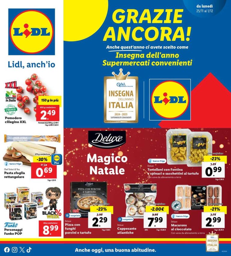 Volantino Lidl dal 25 novembre 2024