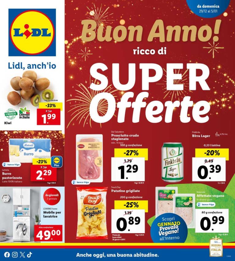 Volantino Lidl dal 29 dicembre 2024