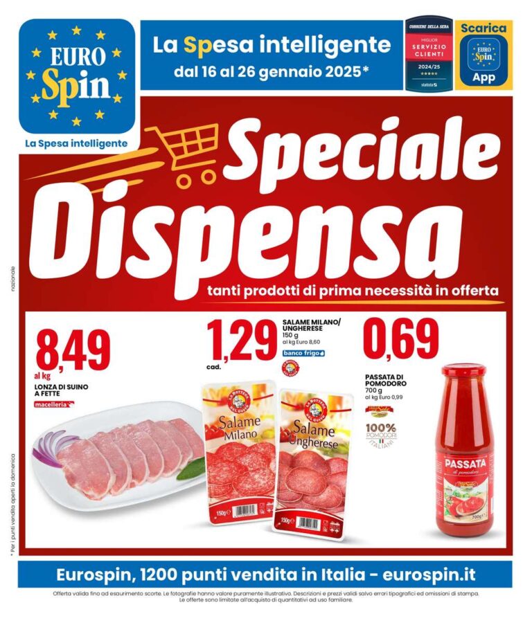 Volantino Eurospin Gennaio 2025: offerte esclusive su alimentari e detersivi